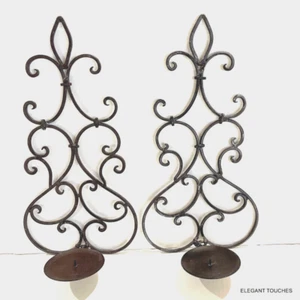 Juego de candelabros aplique de pared de hierro forjado par vintage desplazado marrón cobre - Imagen 1 de 8