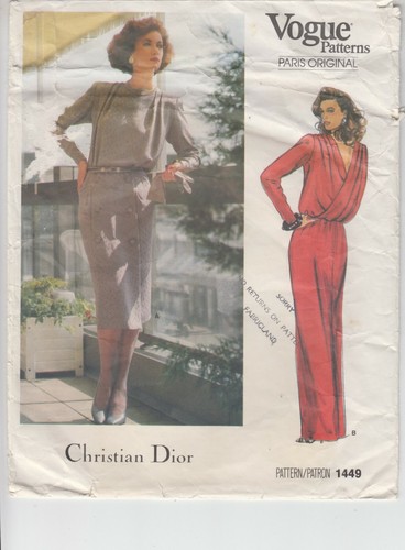 Abito Vogue 1449 Misses Christian Dior Paris motivo cucito originale 8