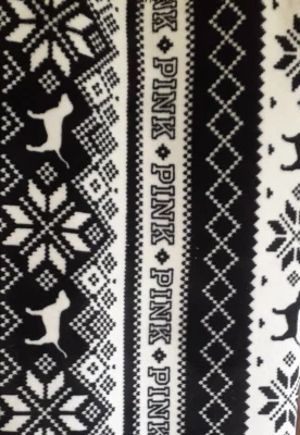 Victorias Secret Pink "Fair Isle" Sherpa Snowflake Blanket Limited Ed 50 X 60 - Image 1 of 4