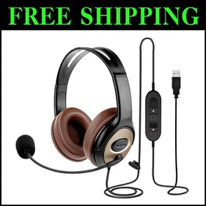 Luxurious Comfort Over-Ear USB Headset with Clear Sound and Mic for Remote Work - Picture 1 of 9