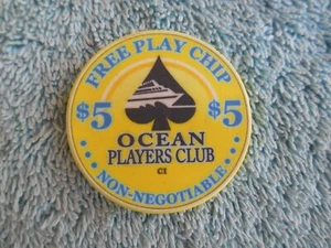 DE COLECCIÓN OCEAN PLAYER CLUB CRUCERO 5 DÓLARES JUEGO GRATIS CHIP - Imagen 1 de 7