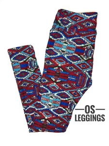 New LuLaRoe Leggings OS One Size Red Blue Teal Black Multicolor Unicorn B0224 - Picture 1 of 1