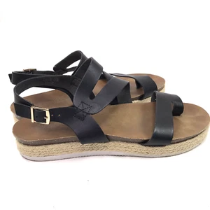 Spring Step Patrizia Women Size 8.5 Kalissa Black Leather Sandals Shoe - Picture 1 of 11