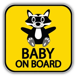 Baby an Bord Schild Waschbär Auto Autoaufkleber Aufkleber - "GRÖSSEN" - Bild 1 von 1