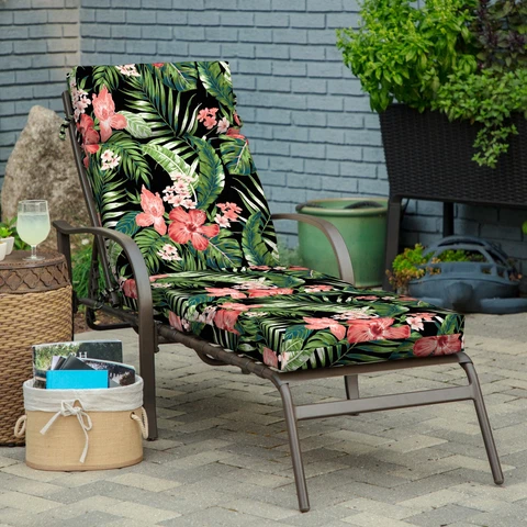Better Homes 72" X 21" Tropical Black Rectangle Chaise Lounge Cushion 1 Piece Cover