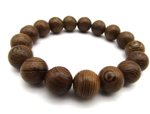 Wenge Wood Bracelet 9" around, stretch bracelet, Brown & Black Wood See Desc. - Picture 1 of 1