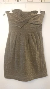 H&M Minikleid Bandeau Kleid Party Hochzeit Schwarz Gold Glitzer Gr. 42 - Bild 1 von 3