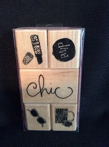 NUEVO Dawn Houser Inkadinkado Diva Chic Lápiz Labial Monedero Conjunto de 5 Sellos Montados en Madera - Imagen 1 de 3