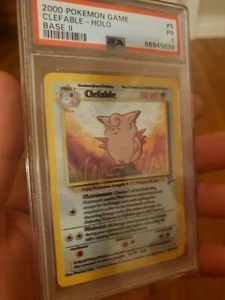 PSA 1 Pokémon Clefable Base Set 2 ERROR MISPRINT/DOUBLE STAMP Holo Rare - Picture 1 of 4