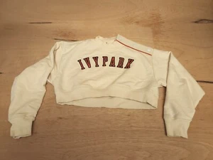 IVY PARK BEYONCÉ Creme Cropped Sweatshirt Oversized Small Button Shoulder - Bild 1 von 8