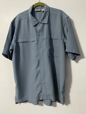 Quest Button Up Shirt Mens L  Blue Plaid Short Sleeve Casual - Image 1 of 4