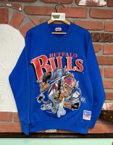 Vintage 1988 NFL Nutmeg Mills Buffalo Bills Jack Davis Blue Crewneck Sweatshirt - Bild 1 von 6