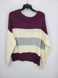 Suéter Lucky Brand Para Mujer Grande Granate Rayas Pullover Boho Colegial Boho - Imagen 1 de 8