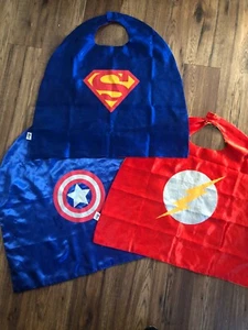 Set of 3- Reversible Cape Child 2-7 Costume Superhero Dress-up Superman, Captain - Picture 1 of 5