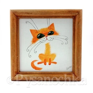 Funny gift picture Cat handmade painting graphics wall decor by Ukrainian artist - Picture 1 of 10