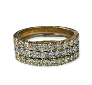 Natural Round Brilliants Stackable Set Rings 1.35 Carats 14kt Gold - Picture 1 of 5