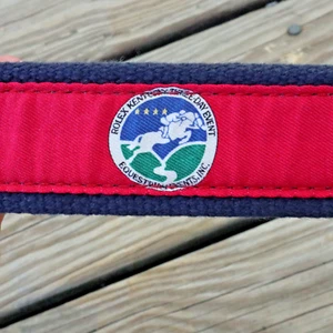 Vineyard Vines Rolex KY Equestrian Event Silver Metal D-Ring Ribbon Belt Sz M - Picture 1 of 4