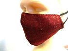 Stoffmaske,Mund-Nasen-Bedeckung,Behelfsmaske glänzend mit lurex, rot  waschbar