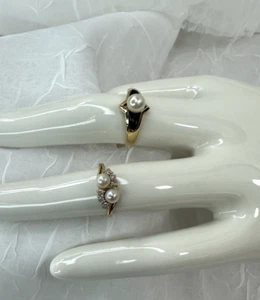 14k Yellow Gold Ring Lot w/ Pearls, Onyx, & Diamond Accents 5.3 GTW WEARABLE! - Picture 1 of 9