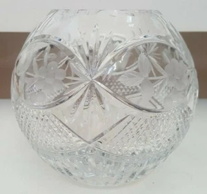 GORHAM ROUND CRYSTAL ROSE BOWL CHERRY WOOD EDITION 6.5 INCHES 4 LBS 8 OZS - Picture 1 of 10