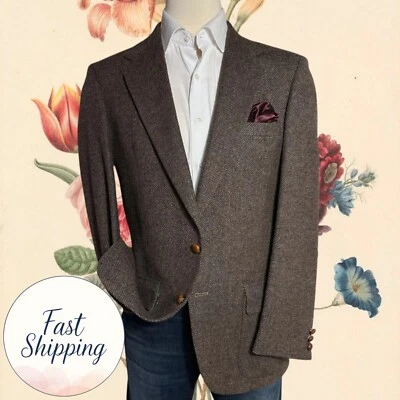 Vintage WFF Farah Men's 42L Brown Tweed Wool Blazer Sport Coat 2-Button Jacket - Image 1 of 4