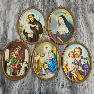 Lady Angela Italy Religious Wall Plaques Catholic Religious Oval Plastic Frame - Picture 1 of 22