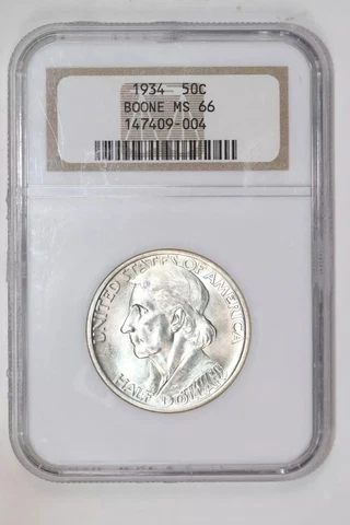 1934 BOONE SILVER COMMEMORATIVE HALF DOLLAR NGC MS66 Cover