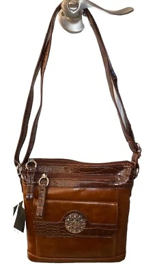 Bolsa tiracolo feminina Giani Bernini couro florentino vitrificado nova com etiquetas - Imagem 1 de 4