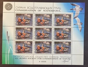 Russia, 1989 Conservazione dell'anatra Waterfowl foglio di 9 3r, MNH, con auto d'artista - Foto 1 di 1