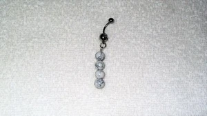 White Turkey Turquoise Beads Belly Button Navel Ring Body Jewelry Piercing 14g - Picture 1 of 2