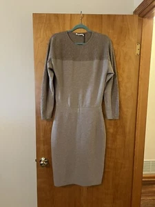 Agnona Beige Color Block Midi Dress Wool Cashmere Blend NWT MSRP $2250 Small - Picture 1 of 20