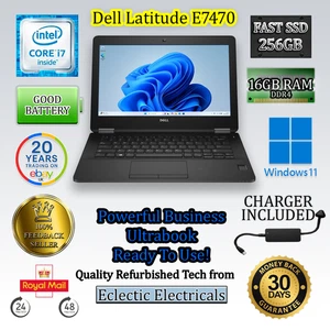 Dell Latitude E7470 14" FHD i7-6600U 16GB 256GB SSD Win 11 Pro Business Laptop - Picture 1 of 24