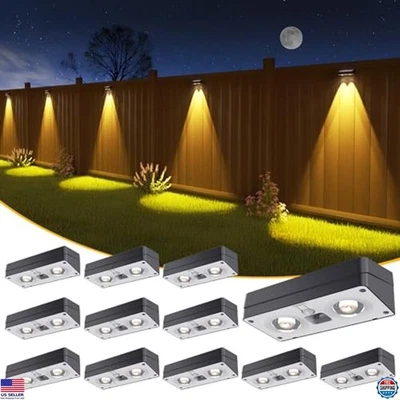 Paquete de 12 Luces Solares para Vallas 50 Lúmenes RGB Color Brillo Impermeable LED Exterior Foto 1 de 4