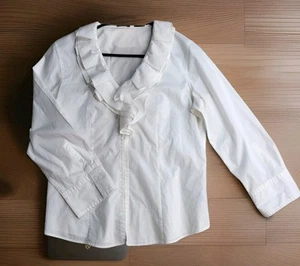 Talbots Damen weiß Kleid Shirt Größe 14 Rüschen Ausschnitt Langarm klassisch - Bild 1 von 10