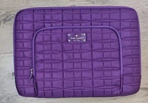 KATE SPADE New York purple quilted satin 14 x 10 padded laptop sleeve/zip folder - Afbeelding 1 van 7
