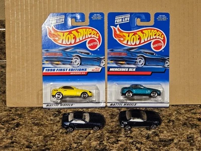 Hot Wheels Lot of 4 1998 Mercedes SLK Variation '98 Yellow Green Blue - Image 1 of 3