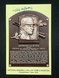 Tony LaRussa Signed Gold HOF Plaque Postcard Yellow Chicago Cubs Autograph JSA 2 - Picture 1 of 3