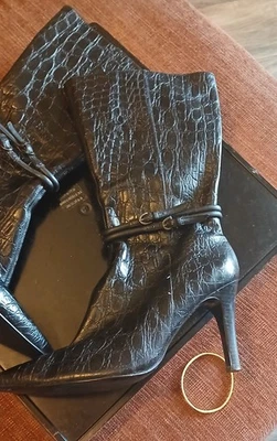 Botas Mujer Enzo Angiolini Cuero Negro Talla 7m Excelente Estado Foto 1 de 4