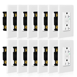 Paquete de 12 tomas de receptáculo 20A GFCI Safe Lock TR con placa de pared indicador LED ETL - Imagen 1 de 12