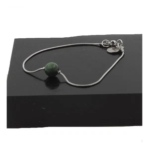 Pulsera De Acero Inoxidable 1 Perla De Azurita Crisocola 8 Mm. Fabricado En Fran - Imagen 1 de 2