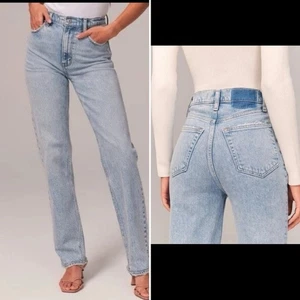 Abercrombie & Fitch 90s Straight Ultra High Rise Jeans Women’s 25 0R Curve Love - Picture 1 of 10