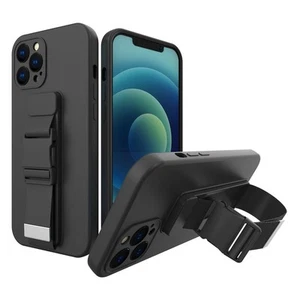 Żelowe etui Rope smycz iPhone 13 mini czarne Hurtel - Zdjęcie 1 z 12