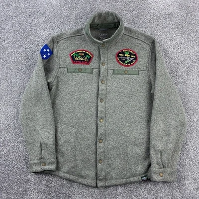 LL Bean Suéter Vellón Camisa Chaqueta Para Hombres Grande Verde Frente a Presión Vietnam Parches Foto 1 de 4