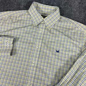 Southern Marsh Herren XL faltenfrei kariertes Button Down Hemd gelb blau Baumwolle - Bild 1 von 13
