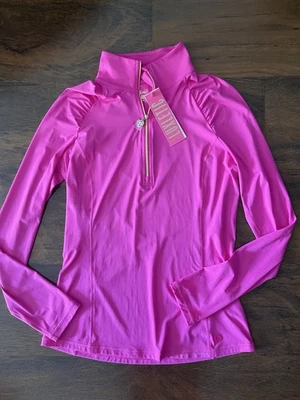 Pulôver Lilly Pulitzer M Solid PINK PALMS JUSTINE Luxletic Active UPF50+ Novo com etiquetas - Imagem 1 de 4