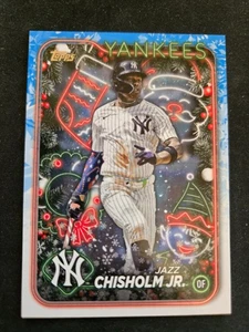 2024 Topps Holiday VARIATION SP CANDY CANE BAT H165 Jazz Chisholm Jr, Yankees - Picture 1 of 2