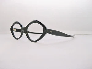 TRUE VINTAGE DEADSTOCK SHINY BLACK EYEGLASS SUNGLASSES FRAMES NOS CLASSIC  - Picture 1 of 4