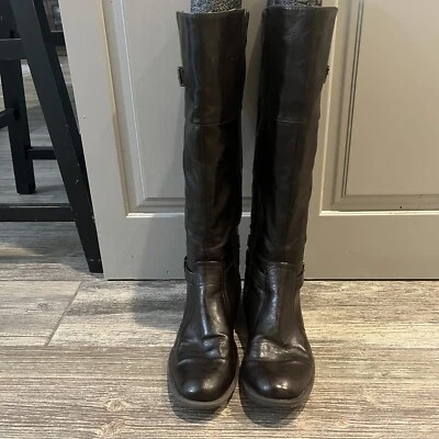 Yuu Mujer Botas de Montar Onduladas Marrón Hasta la Rodilla Moto Hebilla Detalle 9M Foto 1 de 4