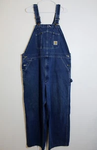 Mens 38 x 28 - CARHARTT Carpenter Hammer Loop Cotton Denim Jean Bib Overalls - Picture 1 of 8
