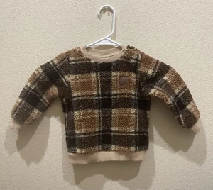 Timberland Sherpa Plaid Sweater Toddler Size 18 Months Brown/tan - Picture 1 of 8